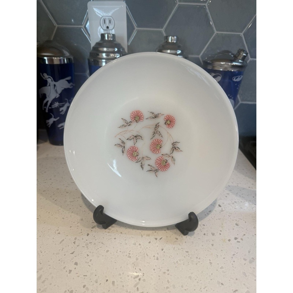 Fire King Fleurette Milk Glass 9" Dinner Plate (s) Mid Century Glass